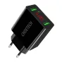 Telefonų, planšetinių kompiuterių ir GPS įkrovikliai - Choetech 2*USB-A network charger with display (black) C0028 - купить сего