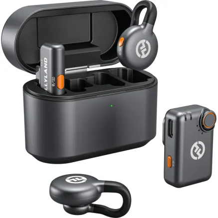 Hollyland LARK M2S Wireless Lavalier Microphone Mini Combo (with Camera RX + USB-C RX, Space Gray)