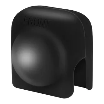 Силиконовый чехол для объектива Insta360 X4/X5 от Puluz - черный защитный колпачок с точной посадкой и устойчивостью к царапинам, с надписью 'FRONT' на верхнем крае.