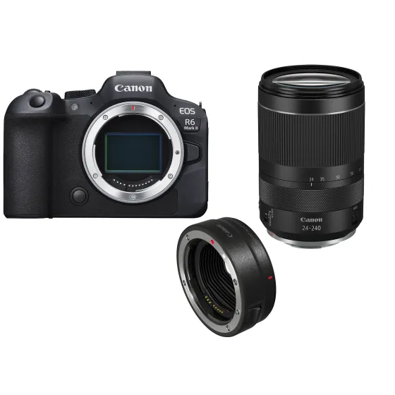 Canon EOS R6 Mark II RF 24-240mm Lens + Adapter EF-EOS-R