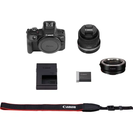 Canon EOS R100 Camera Kit with RF-S 18-45mm Lens and Adapter
