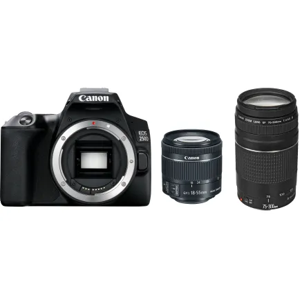 Canon EOS 250D DSLR Camera with EF-S 18-55mm & 75-300mm