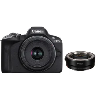 Bezspoguļa kameras - Canon EOS R50 RF-S 18-45mm Lens + Mount Adapter EF-EOS R - ātri pasūtīt no ražotāja