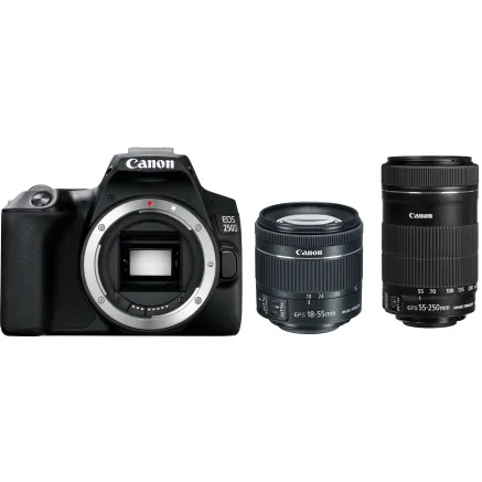 Canon EOS 250D DSLR Camera with 18-55mm and 55-250mm Lenses