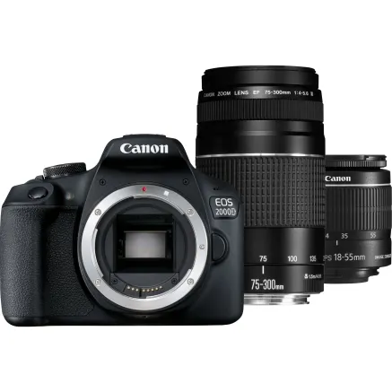 Canon EOS 2000D DSLR Camera Kit with 18-55mm and 75-300mm