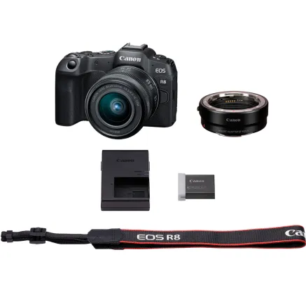 Canon EOS R8 Camera Kit with RF 24-50mm Lens and Adapter
