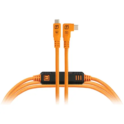 Tether Tools USB-C to Right Angle USB-C 3.2 Gen 2 10Gbps 4.6m Straight to Right TetherPro Optima Orange Boost CUC15RTG2-ORG