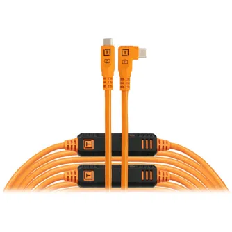 Datu Kabeļi - TetherPro Optima 10Gbps USB-C Cable 9.3m Straight to Right Orange Boost - perc šodien Master Foto veikalā un ar piegādi