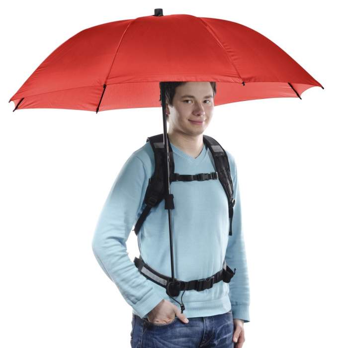 Rain Covers - walimex pro Swing handsfree Umbrella red w. Carrier System - quick order from manufacturer