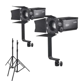 Video Lighting - Two Godox Focusing LED Light 2xS60Bi 2x60W 3200-5600K Variable Beam rental