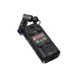 Profesionālais Zoom H5 audio rekorders ar 32-bit float ierakstiem, studijas kvalitātes priekšpārmām un diviem XLR/TRS ievadiem, ar montētu mikrofonu kapsulu un laika kodēra adaptera savienojumu.