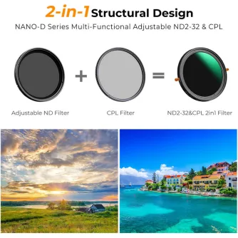 CPL polarizācijas filtri - K&F Concept K&F 62MM, D Series,multifunctional CPL+Variable/Fader ND 232 filter, HD, Waterproof, Anti Scratch, KF01.2404 - ātri pasūtīt no ražotāja