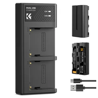 Батареи для камер - K&F Concept K&F NP-F550 Digital Camera Dual Battery with Dual Channel Charger, Two batteries + charger + Type C KF28.0046 - быстрый заказ от производителя