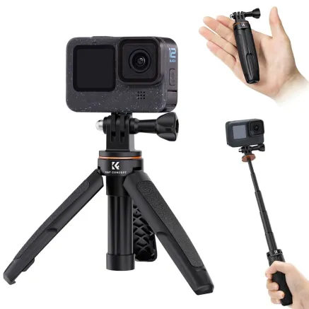 K&F Concept K&F MS03 Selfie Stick Desktop Stand For Gopro, Action, And Insta Black Orange KF09.133V3