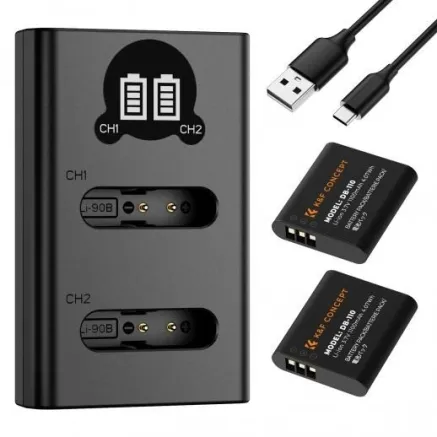 K&F Concept K&F Ricoh DB-110 Digital Camera Dual Battery with Dual Channel Charger, 2 batteries KF28.0051