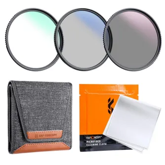 Filter Sets - K&F Concept K&F 55mm 3pcs Professional Lens Filter Kit (MCUV/CPL/ND4) + Filter Pouch+3pcs*Cleaning Cloth SKU.1939V2 - quick order from manufacturer