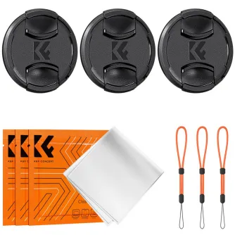 Objektīvu vāciņi - K&F Concept K&F 58MM Lens Caps Kit with K&F LOGO caps*3+Anti-lost rope*3+vacuum cleaning cloth*3 SKU.2070 - ātri pasūtīt no ražotāja