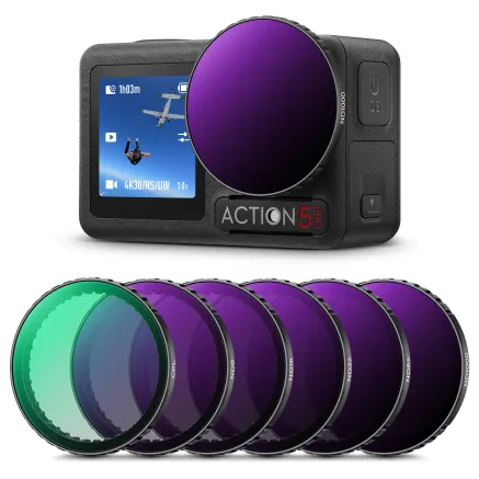 K&F Concept K&F DJI Osmo Action 4/Osmo Action 5 PRO 6pcs (CPL+ND8+ND16+ND32+ND64+ND1000), anti-reflective green SKU.2334
