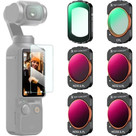 K&F Концепт K&F DJI Osmo Pocket 3 - Набор фильтров из 6 штук (UV+CPL+ND16/PL+ND32/PL+ND64/PL+ND256/PL) SKU.2149