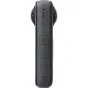 Insta360 X5 8K action camera rear view with dual lens housings, power and mode buttons, USB-C port