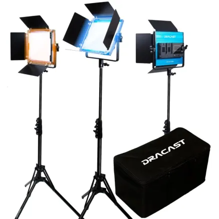 Dracast X Series LED500 Bi-Color LED 3 Light Kit with Nylon Padded Travel Case (DRX3500BNS)