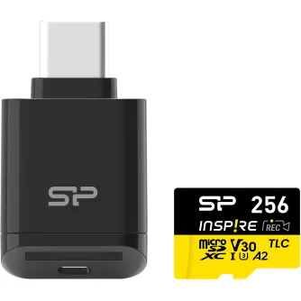 Atmiņas kartes - Silicon Power memory card microSDXC 256GB Inspire + card reader SP256GBSTXLA2VC2 - ātri pasūtīt no ražotāja
