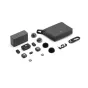 DJI Mic 3 wireless lavalier microphone kit with dual transmitters, compact receiver, windshields, and accessories on a white background, showcasing high-quality audio gear for interviews and streaming.