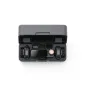 DJI Mic 3 wireless lavalier microphone kit with two clip-on transmitters, a compact receiver, and a charging case, displayed in an open black hard-shell case from a top-down view.