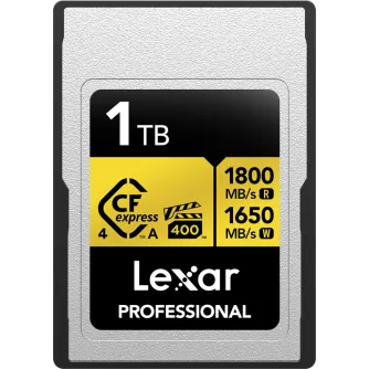 Atmiņas kartes - LEXAR CFEXPRESS 4.0 PRO GOLD, VPG400, R1800/W1650 (TYPE A) 1TB LCAGOLD001T-RNENG - ātri pasūtīt no ražotāja