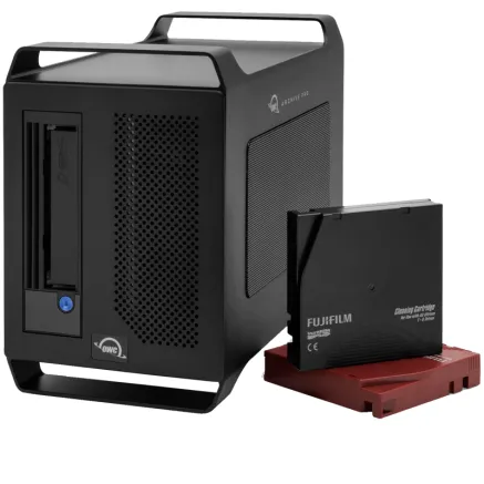 OWC MERCURY PRO LTO-8 SOL. W/TAPE & CLEANER - + 16TB STAGING SSD W/ CANISTER SW FROM HEDGE OWCTBLTMP80S16H