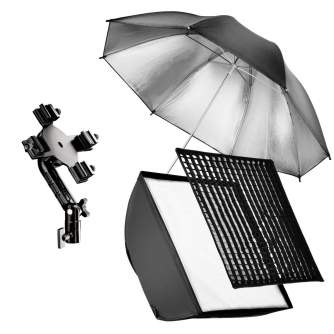 Acessories for flashes - walimex Set 4 Flash Holder, SB 60, Umbrella silber - quick order from manufacturer