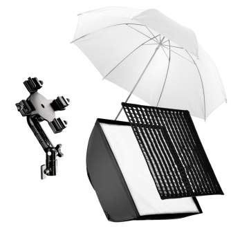 Acessories for flashes - walimex Set 4 Flash Holder, SB 60, Umbrella white - quick order from manufacturer