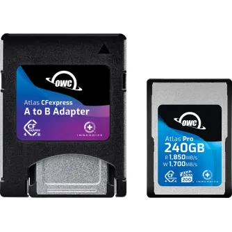 Atmiņas kartes - OWC CFEXPRESS 4.0 ATLAS PRO R1850/W1700/VPG200 (TYPE A), CFX A TO B ADAPTER INCL. 240GB OWCCFXA4P00240 - ātri pasūtīt no ražotāja
