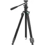 Sirui L-224F carbon fiber tripod with KV-5 ball head, black textured legs, blue accents, adjustable height, sturdy for photography