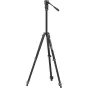 Sirui carbon fiber tripod kit L-224F with KV-5 ball head, featuring adjustable carbon fiber legs, a side handle for smooth panning, and a sturdy central column, displayed fully extended on a white background.
