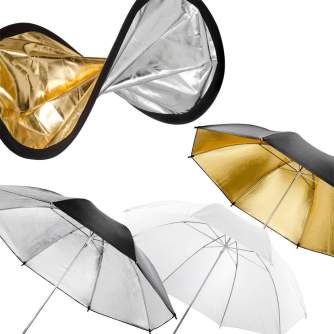 Foldable Reflectors - walimex Double Reflector + Umbrellas /gol./wh. - quick order from manufacturer