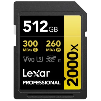 Memory Cards - LEXAR SDXC PRO 2000X UHS-II U3 R300/W260 (V90) 512GB LSD2000512G-RNNNG - quick order from manufacturer