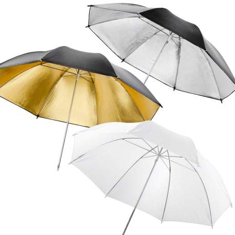 walimex 3 Reflex/Transluc. Light Umbrellas, 84cm 14956 - Foto