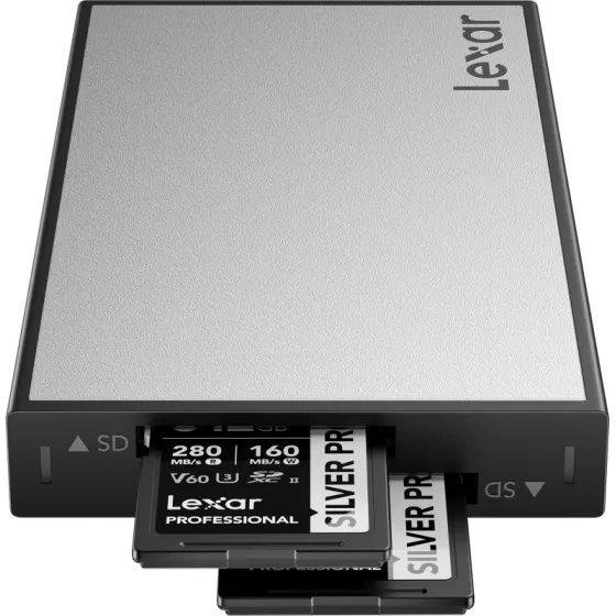 LEXAR PROFESSIONAL WORKFLOW USB 3.2 GEN2 READER, UHS-II, SUPPORT DUAL SLOT SD LPWF720N-4ANGL