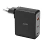 AC adapteri, strāvas vadi - Wall charger Aukey PA-B7O, 1xUSB-A, 2xUSB-C, 140W GaN (black - perc šodien Master Foto veikalā un ar piegādi
