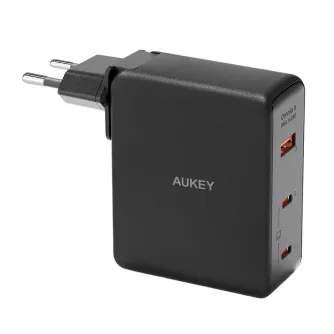 AC adapteri, strāvas vadi - Wall charger Aukey PA-B7O, 1xUSB-A, 2xUSB-C, 140W GaN (black - perc šodien Master Foto veikalā un ar piegādi