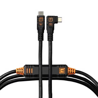 Data Cables - TetherPro Optima 10Gbps USB-C, 4.6m, Black, Straight to Right, Orange Boost - buy today in Master Foto store and with delivery