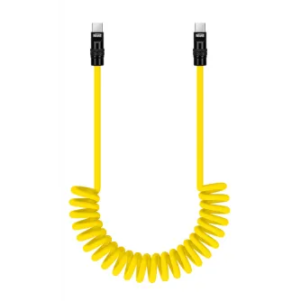 Data Cables - Newell USB-C - USB-C 100 W cable, 2 m, Silicone, Spiral, Yellow-Black - buy today in Master Foto store and with delivery