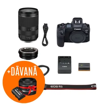 Mirrorless Cameras - Canon EOS R5 Camera with RF 24-240mm Lens and Adapter 4147C001 - quick order from manufacturer