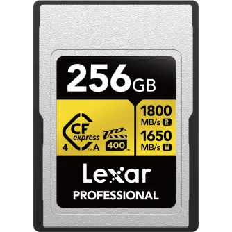 Atmiņas kartes - LEXAR CFEXPRESS 4.0 PRO GOLD, VPG400/IP68, R1800/W1650 (TYPE A) 256GB LCAEXG4256G-RNENG - ātri pasūtīt no ražotāja
