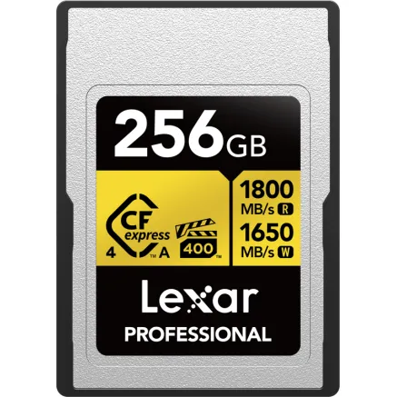 LEXAR CFEXPRESS 4.0 PRO GOLD, VPG400/IP68, R1800/W1650 (TYPE A) 256GB LCAEXG4256G-RNENG