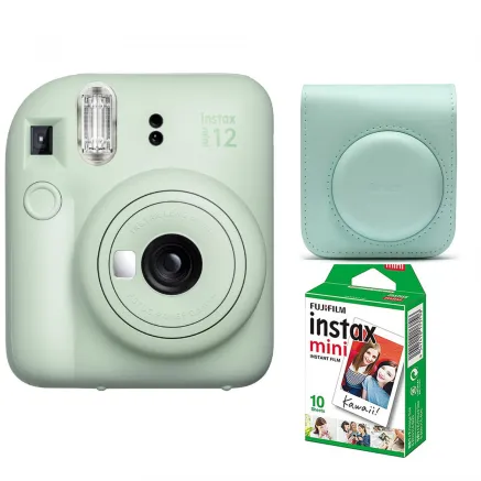 Instant camera instax mini 12 MINT GREEN + CASE original + instax mini glossy (10pcs)