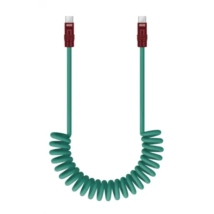 Newell USB-C USB-C 100 W cable, 1,5 m, Silicone, Spiral, Green-Maroon