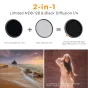 K&F Concept 62MM Adjustable Black Mist 1/4 & ND8 128 Filter