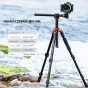 K&F Concept T255A3+BH-28L stativs ar noņemamā monopodīti un 360° centrālni kolonnu, kas atspalda DSLR kameru uz kranto krastiem